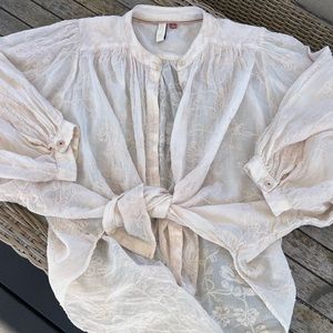 Boho sheer lace top Anthropologie XS, blush